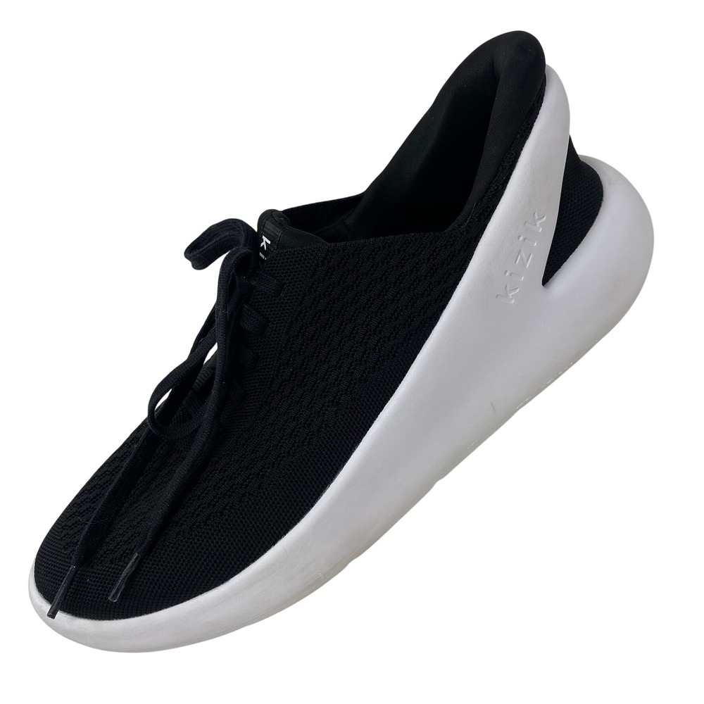 Kizik Mens 11.5 Roamer Hands-Free Slip-On Sneakers Black White DROABK02-1D